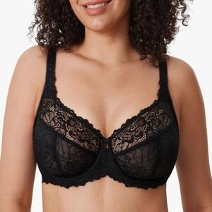 DELIMIRA Women's Minimizer Bras Full Coverage Lace Unlined Underwire Bra 36J